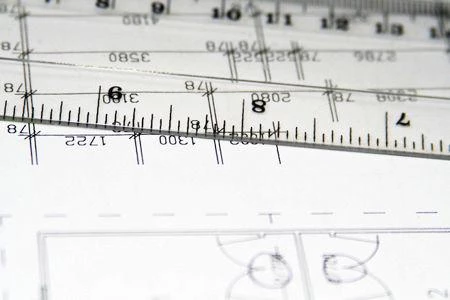 Ruler on sketch of plan